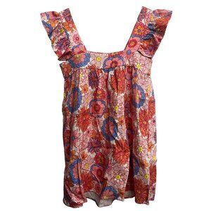 Tuckernuck Folly Floral Hazel FlutterSleeve Linen Dress Sz Xs